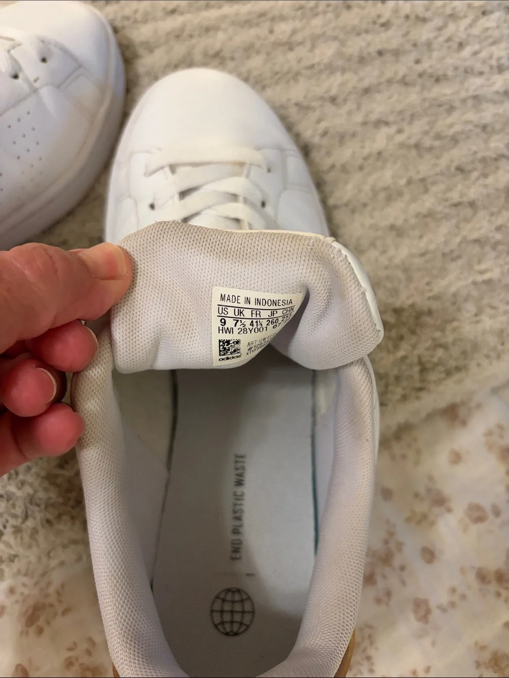 adidas White Leather Low-Top Sneakers with Gold Logo Accents